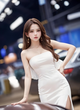 ai创意与绘画:《香车美女》车展上的车模